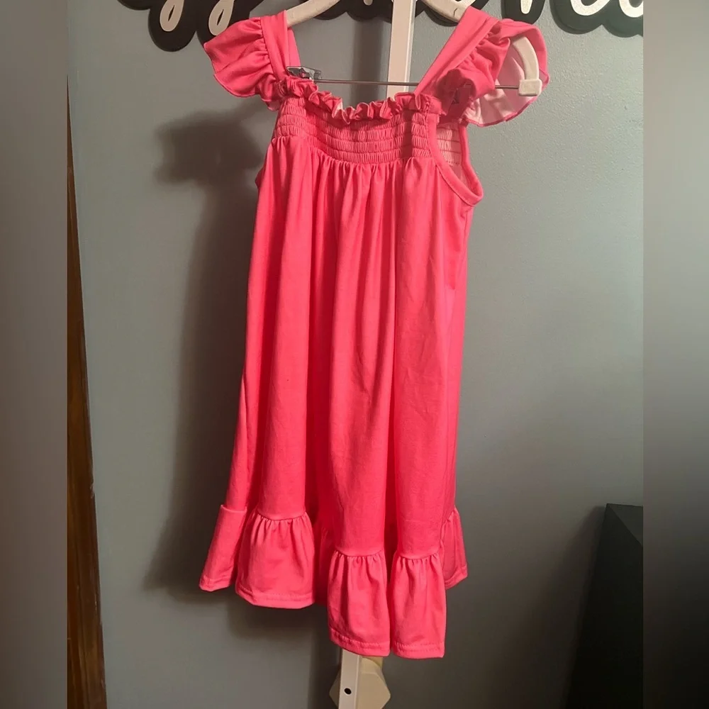 Girls' Pink Ruffle Tank Shoulder Smocked Dress NWOT Boutique